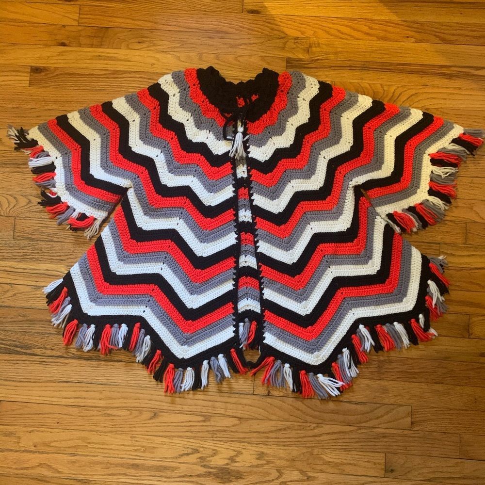 Vintage afghan knit crochet poncho sweater dress